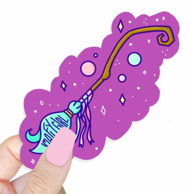 This image shows an adorable hand-drawn sticker, Im A Fly Girl Sticker, which is available to purchase from HunnieByte.com