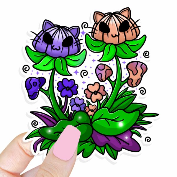 This image shows an adorable hand-drawn sticker, Play In The Weeds Sticker, which is available to purchase from HunnieByte.com