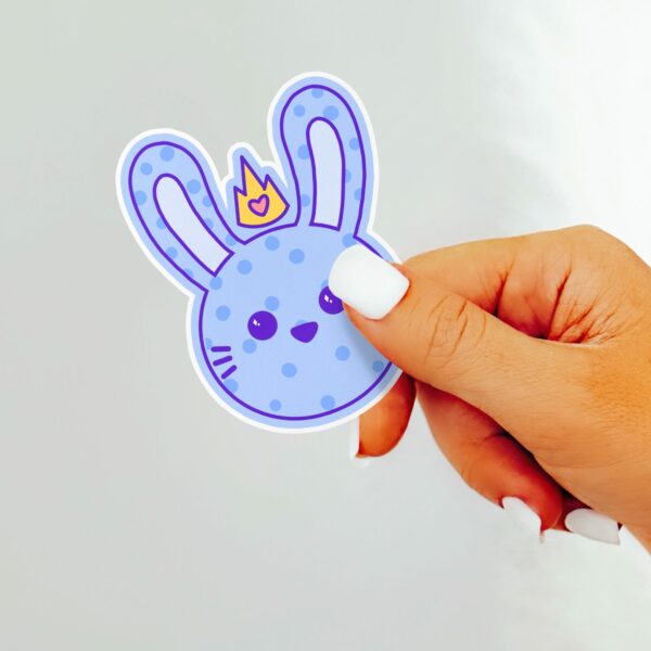 This image shows an hand-drawn adorable sticker, Bunny Prince Sticker, which is available to purchase from HunnieByte.com