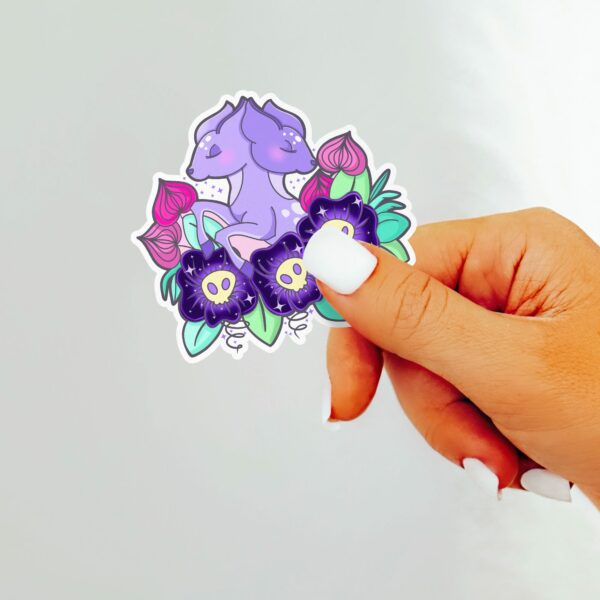 This image shows an hand-drawn adorable sticker, Flora and Fauna Sticker, which is available to purchase from HunnieByte.com