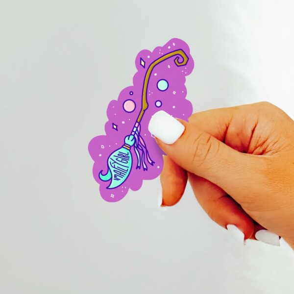 This image shows an adorable hand-drawn sticker, Im A Fly Girl Sticker, which is available to purchase from HunnieByte.com