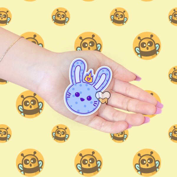 This image shows an hand-drawn adorable sticker, Bunny Prince Sticker, which is available to purchase from HunnieByte.com