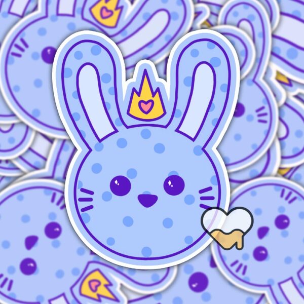 This image shows an hand-drawn adorable sticker, Bunny Prince Sticker, which is available to purchase from HunnieByte.com