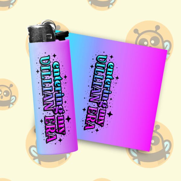 This image shows an adorable hand-drawn lighter wrap, Villain Era Lighter Wrap, which is available to purchase from HunnieByte.com