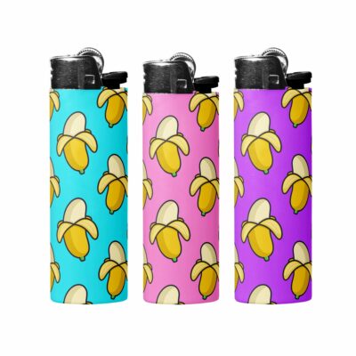 This image shows an adorable hand-drawn lighter wrap, Thick Bananas Lighter Wraps, which is available to purchase from HunnieByte.com