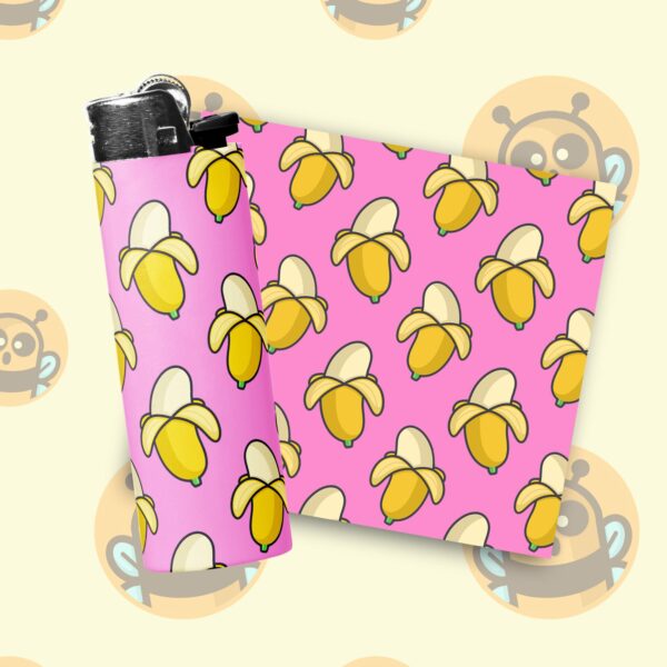 This image shows an adorable hand-drawn lighter wrap, Thick Bananas Lighter Wraps, which is available to purchase from HunnieByte.com