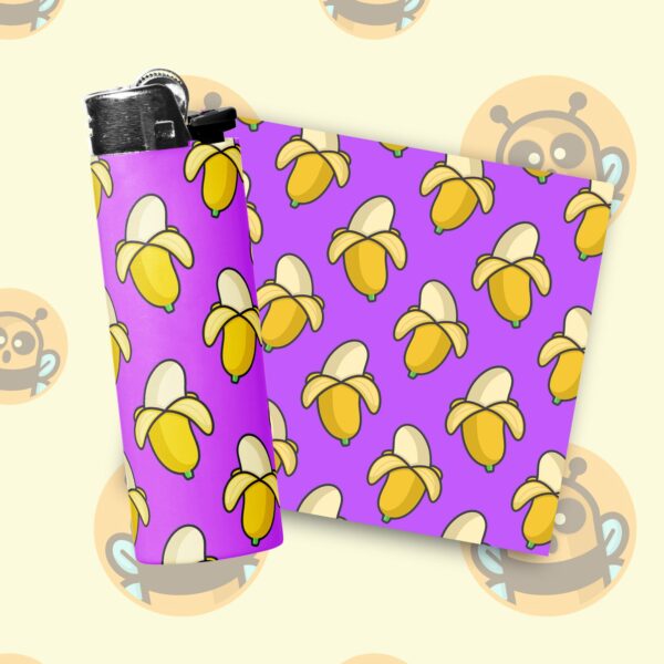 This image shows an adorable hand-drawn lighter wrap, Thick Bananas Lighter Wraps, which is available to purchase from HunnieByte.com