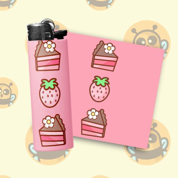 This image shows an adorable hand-drawn lighter wrap, Kawaii Sweets Lighter Wraps, which is available to purchase from HunnieByte.com