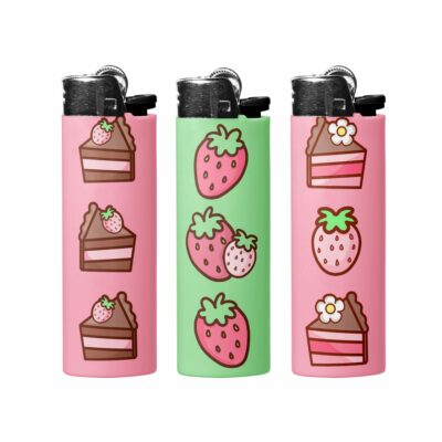 This image shows an adorable hand-drawn lighter wrap, Kawaii Sweets Lighter Wraps, which is available to purchase from HunnieByte.com