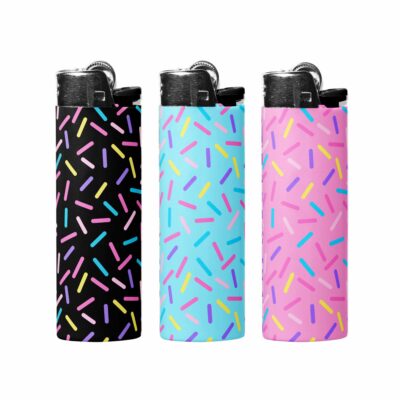 This image shows an adorable hand-drawn lighter wrap, Happy Clouds Lighter Wraps, which is available to purchase from HunnieByte.com