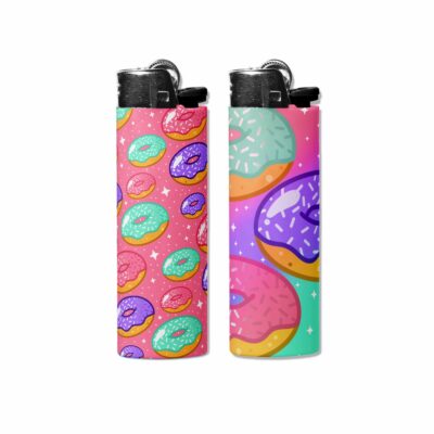 This image shows an adorable hand-drawn lighter wrap, Darling Donuts Lighter Wraps, which is available to purchase from HunnieByte.com