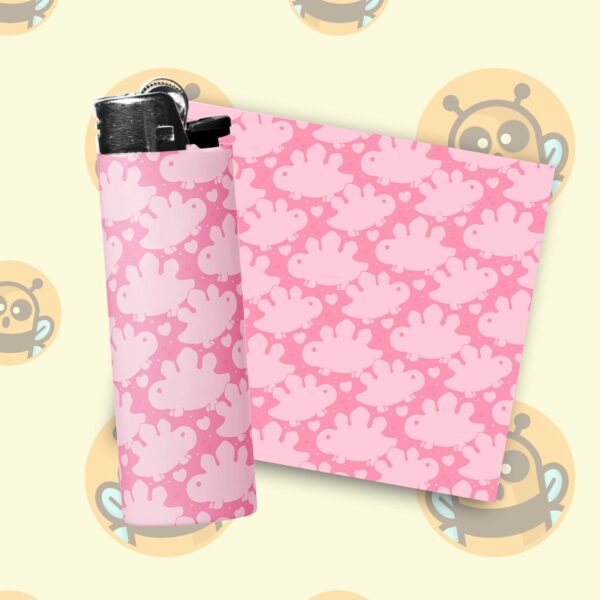 This image shows an adorable hand-drawn lighter wrap, Cute Dinos Lighter Wraps, which is available to purchase from HunnieByte.com