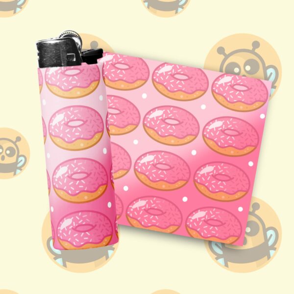 This image shows an adorable hand-drawn lighter wrap, Sparkle Donuts Lighter Wraps, which is available to purchase from HunnieByte.com