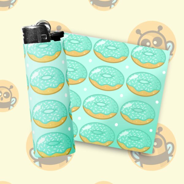 This image shows an adorable hand-drawn lighter wrap, Sparkle Donuts Lighter Wraps, which is available to purchase from HunnieByte.com