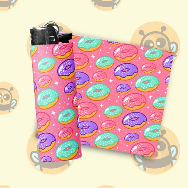 This image shows an adorable hand-drawn lighter wrap, Darling Donuts Lighter Wraps, which is available to purchase from HunnieByte.com