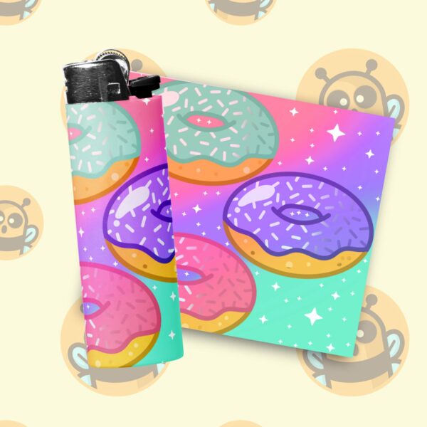 This image shows an adorable hand-drawn lighter wrap, Darling Donuts Lighter Wraps, which is available to purchase from HunnieByte.com