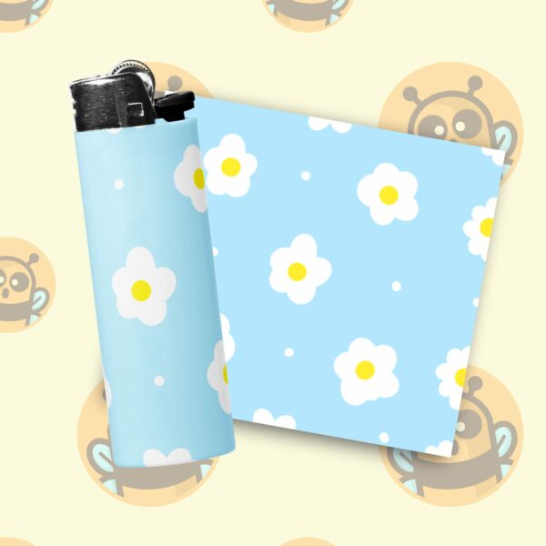 This image shows an adorable hand-drawn lighter wrap, Spring Lighter Wraps, which is available to purchase from HunnieByte.com