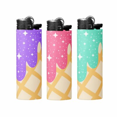 This image shows an adorable hand-drawn lighter wrap, Sparkle Waffle Cones Lighter Wraps, which is available to purchase from HunnieByte.com