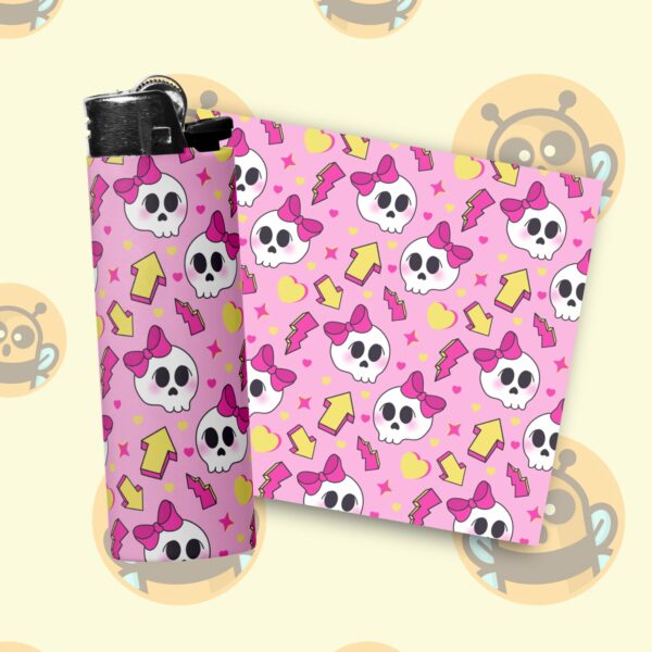 This image shows an adorable hand-drawn lighter wrap, Punky Skeletons Lighter Wraps, which is available to purchase from HunnieByte.com