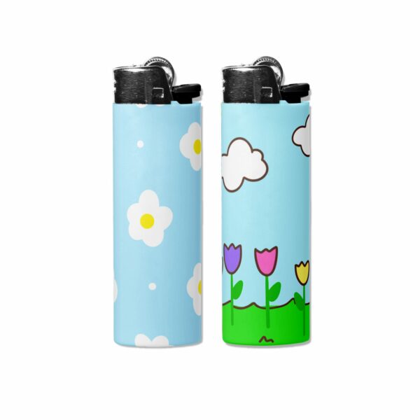 This image shows an adorable hand-drawn lighter wrap, Spring Lighter Wraps, which is available to purchase from HunnieByte.com