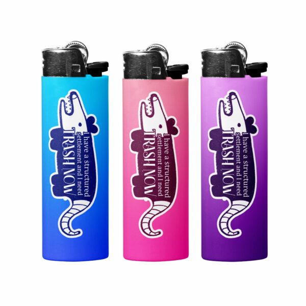 This image shows an adorable hand-drawn lighter wrap, Trash Now Lighter Wraps, which is available to purchase from HunnieByte.com