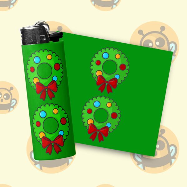 This image shows an adorable hand-drawn lighter wrap, Cute Xmas Lighter Wraps, which is available to purchase from HunnieByte.com